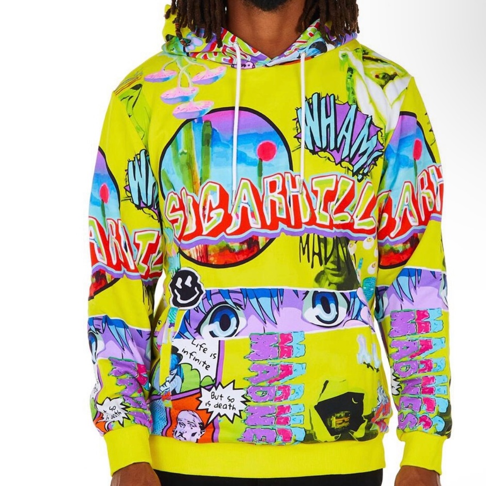 Men's Special Edition Sugarhill anime, Graphic Yellow and Purple Hoodie